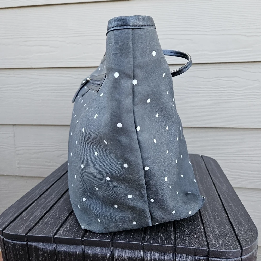 Kate Spade Polka Dot Tote Diaper Baby Bag Black White Purse Shopper Bag Vintage